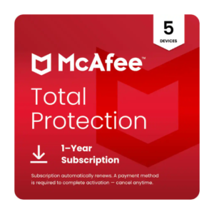 McAfee Total Protection – 5 Devices, 1-Year Digital Subscription [Auto-Renewal]