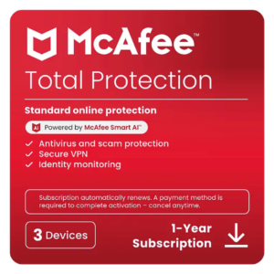 McAfee Total Protection – 3 Devices, Download (Windows/Mac/Android/iOS/ChromeOS)