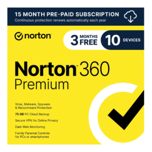 Norton 360 Premium Security with 75GB Backup for 10 Devices