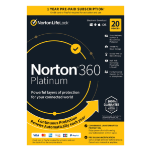 Norton 360 Platinum Security for 20 Devices, 1-Year Digital Download